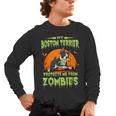 Boston Terrier Halloween Zombie American Gentleman Dog Lover Men's Long Sleeve T-Shirt, trending gift