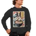 Boston Terrier Ramen Noodles Japanese Art Retro Ocean Waves Men's Long Sleeve T-Shirt, trending gift