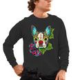 Boston Terrier In Red Day Of The Dead Sugar Skull Dog Men's Long Sleeve T-Shirt, trending gift