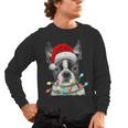 Boston Terrier Santa Christmas Tree Lights Xmas Boys Men Dog Men's Long Sleeve T-Shirt, trending gift