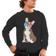 Brindle Boston Terrier Dog Patriotic Shirt USA Flag Men's Long Sleeve T-Shirt, trending gift