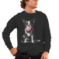 Vintage Boston Terrier Blowing Bubble Gum American Gentleman Men's Long Sleeve T-Shirt, trending gift