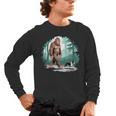 Whimsical Forest Adventures Sasquatch Bigfoot Walking Boston Terrier Dog Lovers Men's Long Sleeve T-Shirt, trending gift
