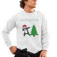 Boston Terrier Santa Hat Dabbing Around The Christmas Tree Men's Long Sleeve T-Shirt, trending gift