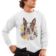 Floral Boston Terrier Men's Long Sleeve T-Shirt, trending gift