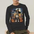 Aesthetic Halloween Boston Terrier Dog Witch Pumpkin For Men Women Kids Men's Long Sleeve T-Shirt, funny gift