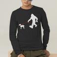 Bigfoot Walking With Bull Terrier Dog Men's Long Sleeve T-Shirt, funny gift