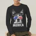 Boston Terrier 4th Of July Merica Men Women USA Flag Vintage Men's Long Sleeve T-Shirt, funny gift