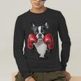 Boston Terrier Boxing Men's Long Sleeve T-Shirt, funny gift