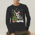 Boston Terrier Christmas Tree Lights Santa Hat Men's Long Sleeve T-Shirt, funny gift