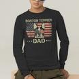 Boston Terrier Dad Dog Lovers American Flag 4th Of July For Women Men Men's Long Sleeve T-Shirt, funny gift