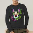 Boston Terrier In Day Of The Dead Sugar Skull Dog Men's Long Sleeve T-Shirt, funny gift