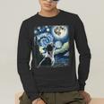 Boston Terrier Dog Art Van Gogh Starry Night Boston Terrier Men's Long Sleeve T-Shirt, funny gift