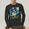 Boston Terrier Dog Starry Night Painting Men's Long Sleeve T-Shirt, funny gift