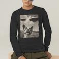 Boston Terrier Dog UFO Alien Extraterrestrial Selfie Men's Long Sleeve T-Shirt, funny gift