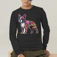 Boston Terrier Floral Dog Lover Vintage Distressed For Men Women Kids Men's Long Sleeve T-Shirt, funny gift