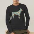 Boston Terrier Flower Silhouette Floral Dog Men Women Girls Kids Men's Long Sleeve T-Shirt, funny gift