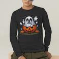 Boston Terrier Ghost Boo Halloween Kids Men's Long Sleeve T-Shirt, funny gift