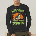 Boston Terrier Halloween Zombie American Gentleman Dog Lover Men's Long Sleeve T-Shirt, funny gift