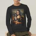 Boston Terrier Mona Lisa Painting Art Dog Mom Dad For Men Women Kids Men's Long Sleeve T-Shirt, funny gift