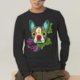 Boston Terrier In Red Day Of The Dead Sugar Skull Dog Men's Long Sleeve T-Shirt, funny gift