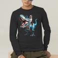 Boston Terrier Riding T-Rex Dinosaur Dog Lover Men's Long Sleeve T-Shirt, funny gift