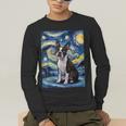 Boston Terrier Van Gogh Starry Night Men's Long Sleeve T-Shirt, funny gift