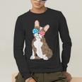 Brindle Boston Terrier Dog Patriotic Shirt USA Flag Men's Long Sleeve T-Shirt, funny gift