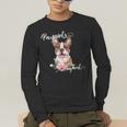 Brown Boston Terrier With Flowers And Feathers Men's Long Sleeve T-Shirt, funny gift