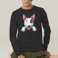 Bull Terrier Pocket Bull Terrier Peeking Out Pocket Men's Long Sleeve T-Shirt, funny gift