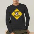 Caution Sign Boston Terrier Dog Bostie Puppy Men's Long Sleeve T-Shirt, funny gift