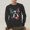 Cute Boston Terrier Puppy Dog Art Lover Unique Painting For Men Women Kids Men's Long Sleeve T-Shirt, funny gift