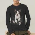 Dog Lovers Boston Terrier In Pocket Dog Face For Men Women Kids Men's Long Sleeve T-Shirt, funny gift