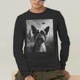 Dog Mom Dad Alien Selfie Boston Terrier UFO For Men Women Men's Long Sleeve T-Shirt, funny gift
