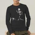 Halloween Boston Terrier And Skeleton Men's Long Sleeve T-Shirt, funny gift