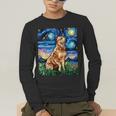 Red Heeler Starry Night Cattle Dog Colorful Art By Aja For Men Women Girls Kids Men's Long Sleeve T-Shirt, funny gift