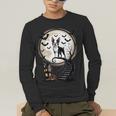 Spooky Halloween Moon Boston Terrier Boston Bull Bostie Men's Long Sleeve T-Shirt, funny gift