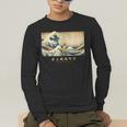 Surfing Boston Terrier Kanagawa Wave Japanese Dog For Men Women Kids Men's Long Sleeve T-Shirt, funny gift