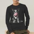 Vintage Boston Terrier Blowing Bubble Gum American Gentleman Men's Long Sleeve T-Shirt, funny gift