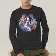 Watercolor Floral Boston Terrier Mama Dog Lover Mother's Day Men's Long Sleeve T-Shirt, funny gift