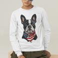Boston Terrier American Flag Men's Long Sleeve T-Shirt, funny gift
