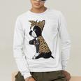 Boston Terrier Lover I Love Mom Tattoo Leopard Men's Long Sleeve T-Shirt, funny gift