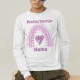 Boston Terrier Mama Cute Rainbow Paw Heart Shape Men's Long Sleeve T-Shirt, funny gift