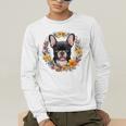 Boston Terrier Mom Floral Bostie Dog Lover Flowers Cute Men's Long Sleeve T-Shirt, funny gift