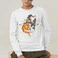 Boston Terrier Pumpkin Jack O Lantern Halloween Men's Long Sleeve T-Shirt, funny gift