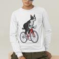 Boston Terrier Riding Bicycle Cute Bostie Biker Raglan Baseball Tee Men's Long Sleeve T-Shirt, funny gift