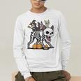Boston Terrier Skeleton Mummy Witch Halloween Men's Long Sleeve T-Shirt, funny gift