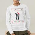 Boston Terrier Wearing Santa Hat Ugly Xmas Dog Lovers Men's Long Sleeve T-Shirt, funny gift