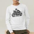 Cool Boston Terrier Riding a Motorcycle Biker Dog Lover For Men Women Kids Men's Long Sleeve T-Shirt, funny gift