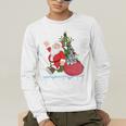 Santa Ugly Christmas Tree Lights Boston Terrier Dog Lover Men's Long Sleeve T-Shirt, funny gift